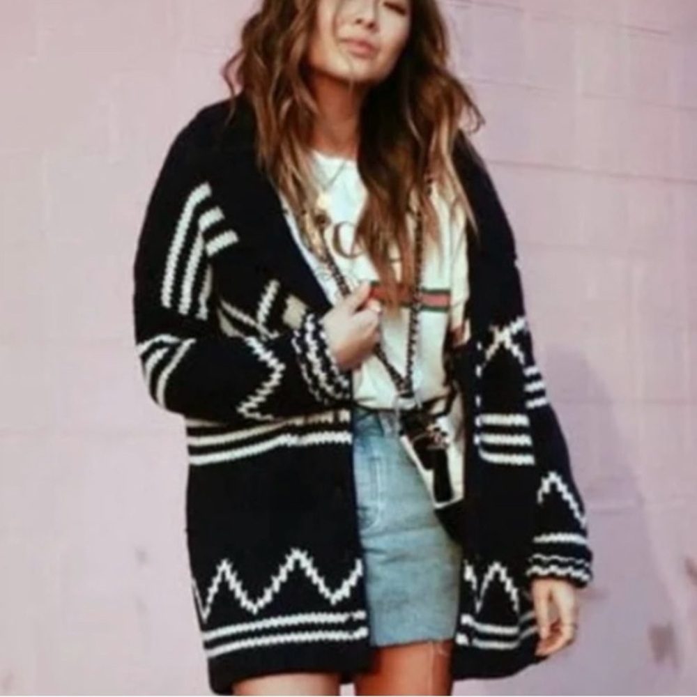 Sundry Aztec cardigan coat